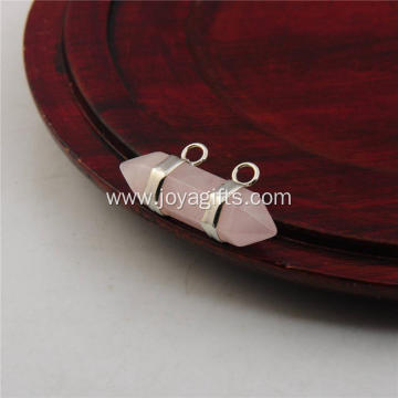 Rose Quartz Hexagon Bicone Pendant for Jewelry Earring as Birthday Gift